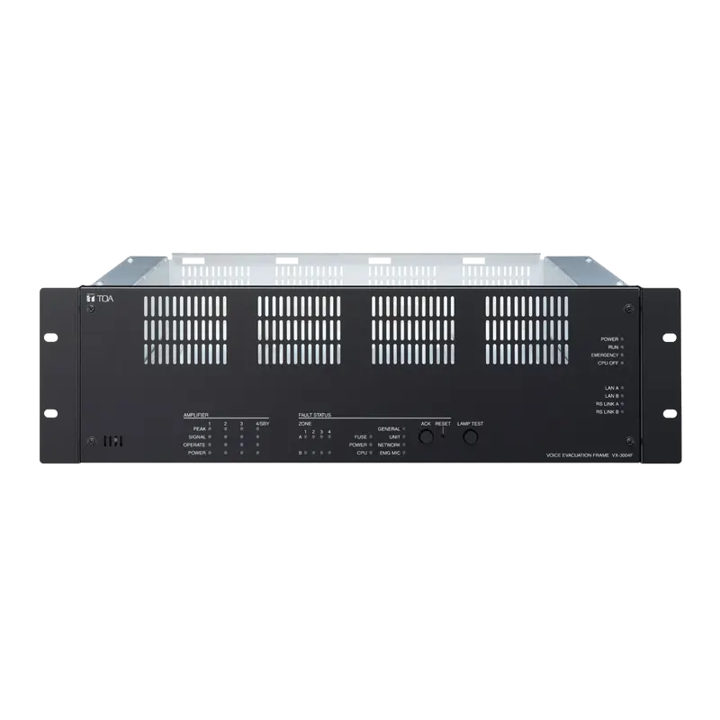 TOA-VX-3004F - Unidad principal modular EN54 VX-3000 - 4 salidas de altavoces A/B / DSP digital - Hasta 4 módulos de amplificador