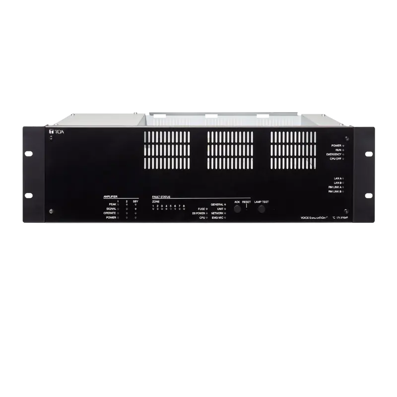 TOA-VX-3008F - Unidad principal modular EN54 VX-3000 - 8 salidas de altavoces / DSP Digital - Hasta 3 módulos de amplificador