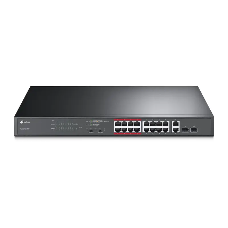 TP-Link Switch PoE+ TL-SL1218MP 16 Puertos 10/100Mbps 192W Potencia PoE