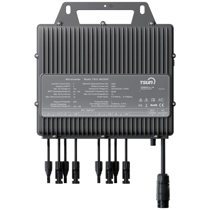 TSUN TSOL-MS3000 - TSUN Microinversor - Alta potencia 3000W - 4 entradas MPPT - Eficiencia de 97.2% - Monitorización mediante Wi-Fi