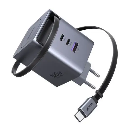 UGREEN 100W GAN FAST CHARGER WITH RETRACTABLE CABLE