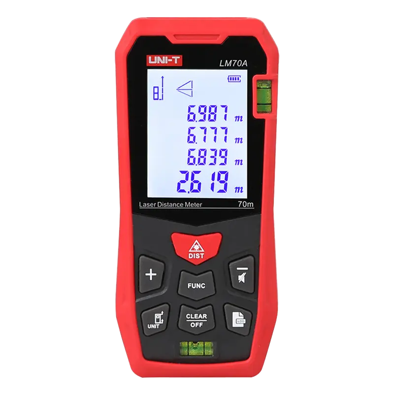 UNI-T LM70A - Medidor láser de distancia - Rango de hasta 70 m con precisión milimétrica - Medición de longitud, área, volumen