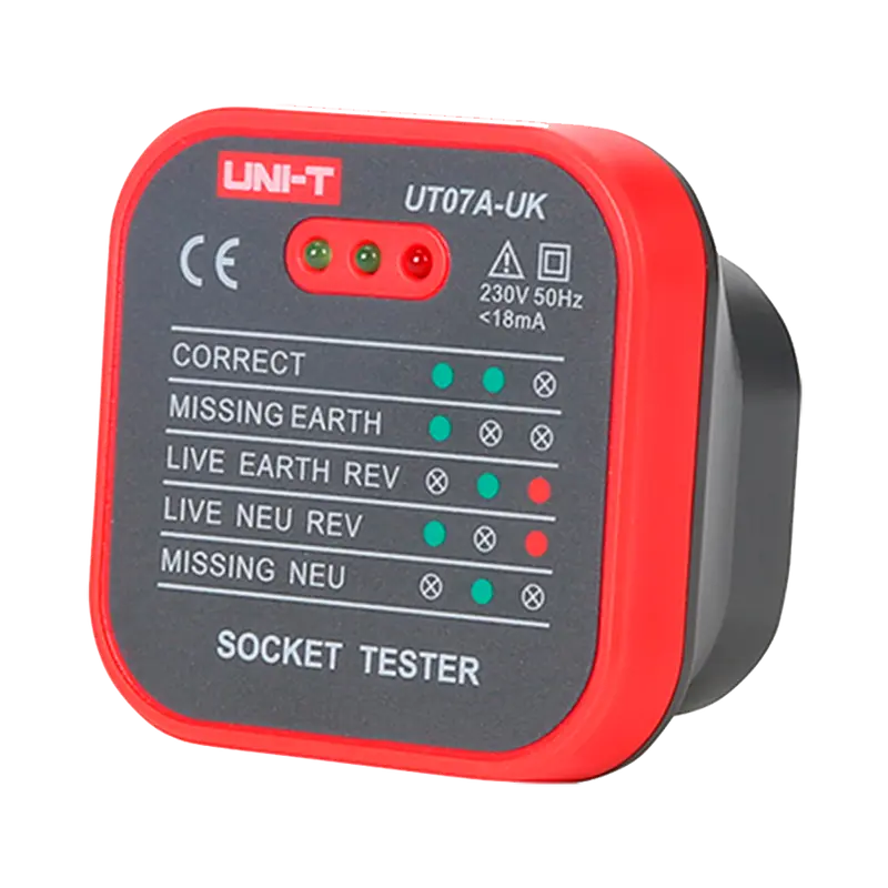 UNI-T UT07A-UK - Tester de tomas eléctricas UK - Verificación de errores de cableado - Sencillo de usar - Permite hacer un test rápido