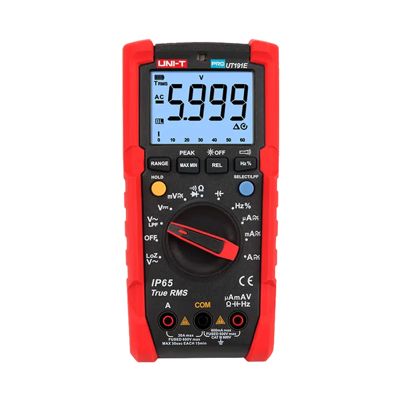 UNI-T UT191E - Multímetro digital Industrial True RMS - IP65 y resistente a caídas de 2 m - Medición DC y AC hasta 600V / 20 A
