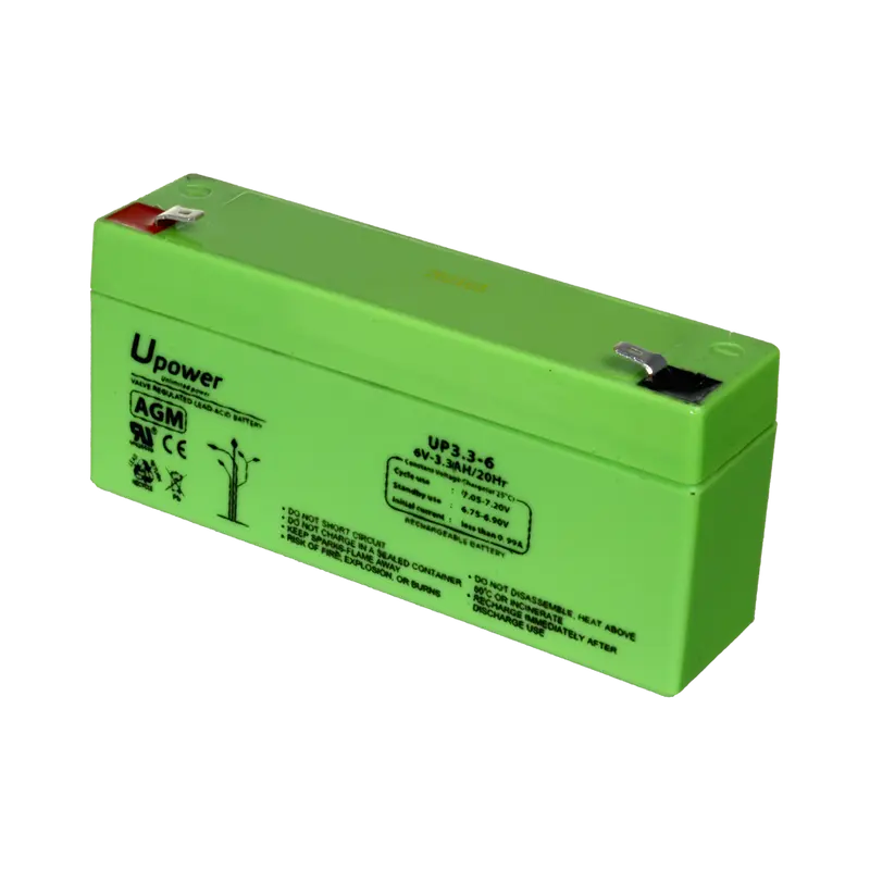 UPOWER BATT-6033-U - Batería recargable - Tecnología plomo ácido AGM - Voltaje 6 V - Capacidad 3.2 Ah - 66 x 134 x 34 / 670 g