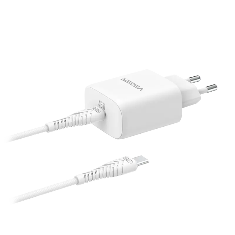 VEGER VG-TC101-Kit-45W1C - Cargador de pared con cable incluido - Potencia 45W - Con tecnología GaN - Carga rápida