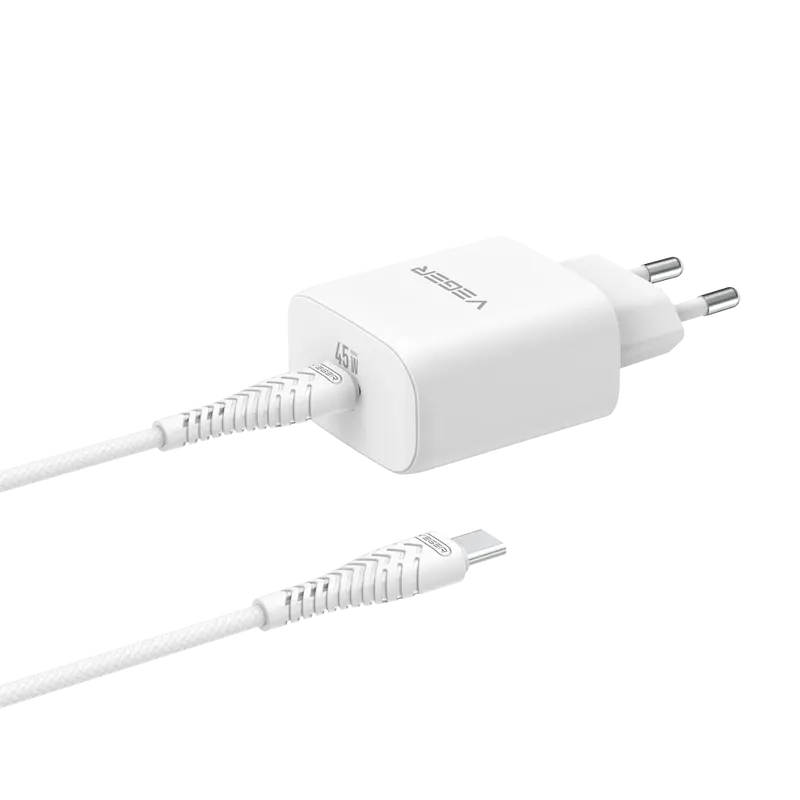 VEGER VG-TR101-Kit-45W1C - Cargador de pared - Carga rápida 45W - Con tecnología GaN - Salidas USB-C