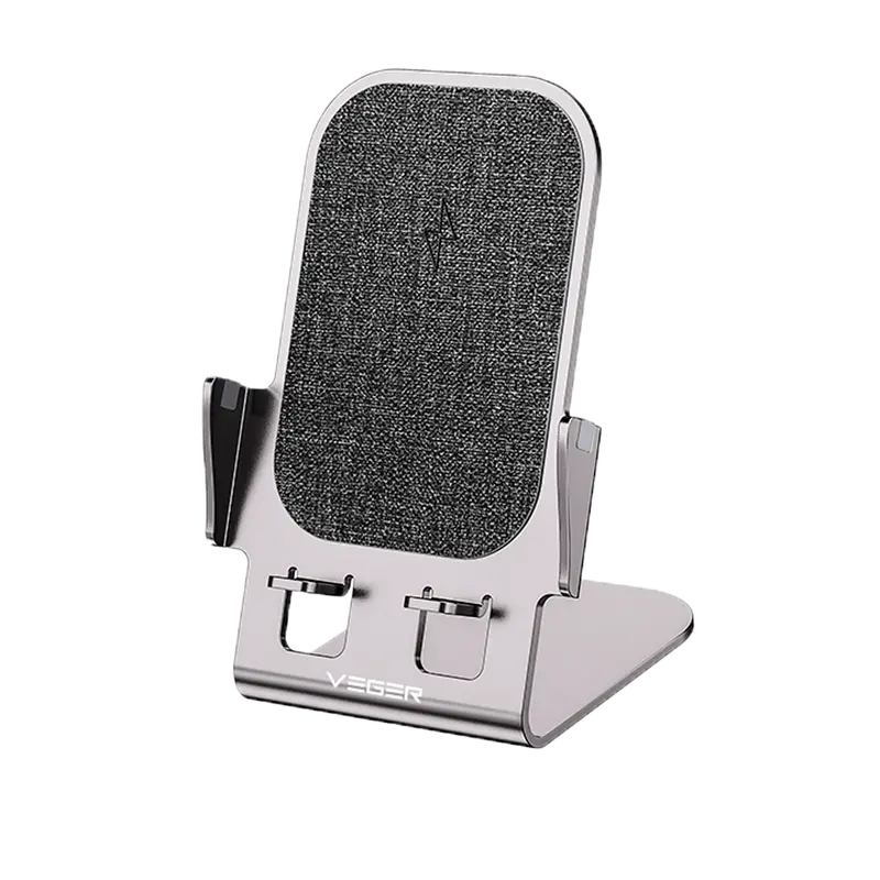 VEGER VG-Y53 - Cargador inalámbrico VEGER - Potencia 15W - Entrada USB-C - Carga rápida - Salida inalámbrica - Color Plata