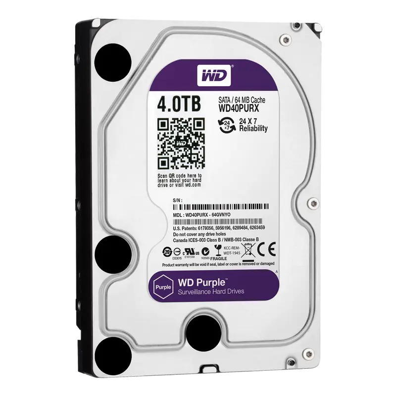 WESTERN DIGITAL HD4TB - Disco duro Western Digital - Capacidad 4 TB - Interfaz SATA hasta 175 MB/s - Modelo WD43PURZ
