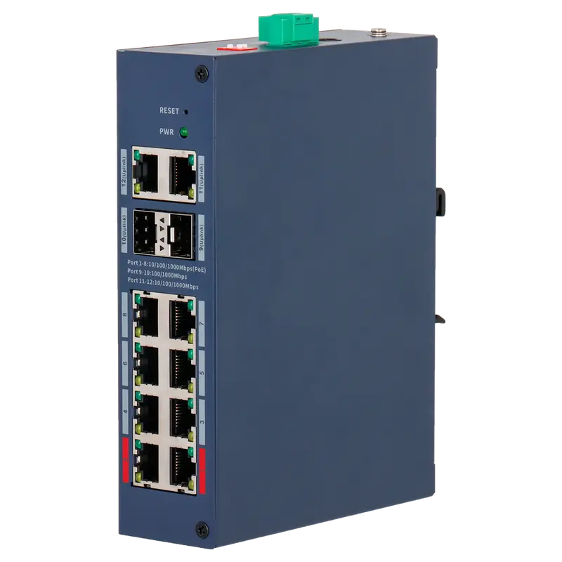 X-SECURITY XS-SWI1208HIPOE-MGF-110-DIN - X-Security Hardened L2 Managed Switch - 12 Puertos Totales (8 PoE / 2 GE / 2 SFP)