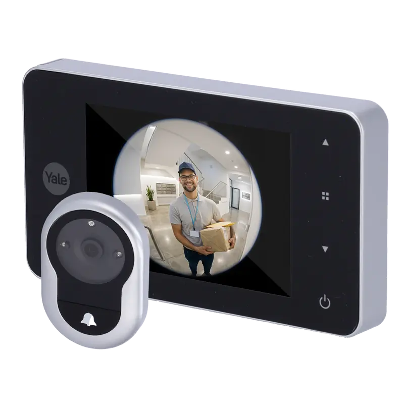 YALE-DOORVIEWER4500-SILVER - Mirilla digital con timbre - Cámara 0.3 Mpx - Ángulo de visión 105º - Pantalla LCD TFT 4"