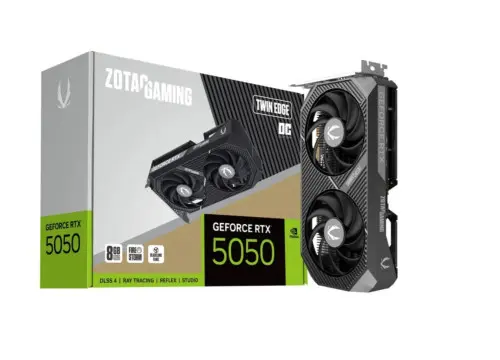 Zotac VGA ZOTAC RTX 5050 TWING EDGE OC 8GB,NV,RTX5050,8GB,GDDR6,128BIT,1HDMI+3DP,2 VENTILADORES (ZT-B50500H-10M)